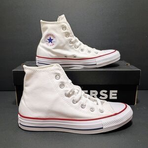 Converse White High-Top Sneakers with Red Accents